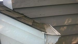 Low capacity gutter protection used in an area that only a high capacity gutter protection should be used.